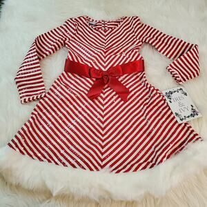 New Holiday Girls Dress Iris & Ivy Sz 5 Little Girls Faux Fur Red & White Dress